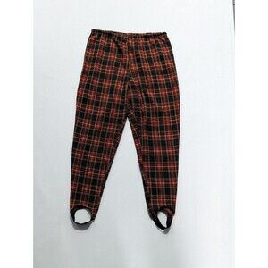 Lenox Square Size 8 Vintage 1990s red plaid high waisted stirrup leggings